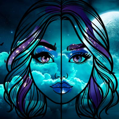 realistic girl split half