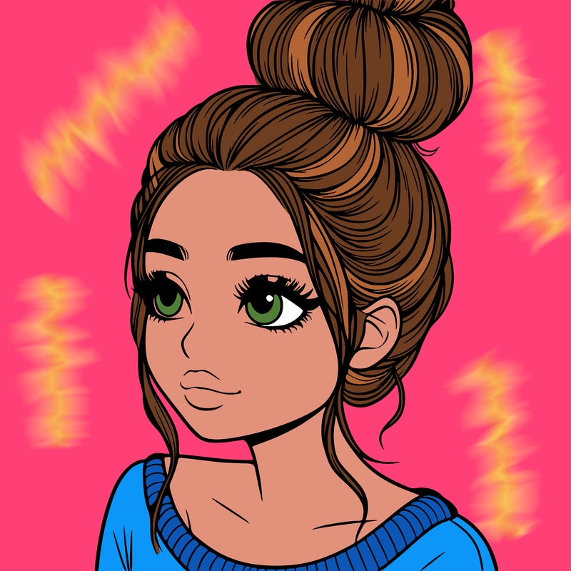 realistic girl with bun