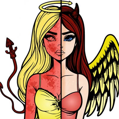 devil vs angel realistic girl
