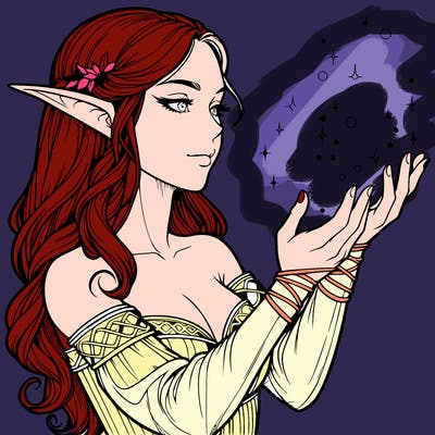 realistic elf girl doing magic