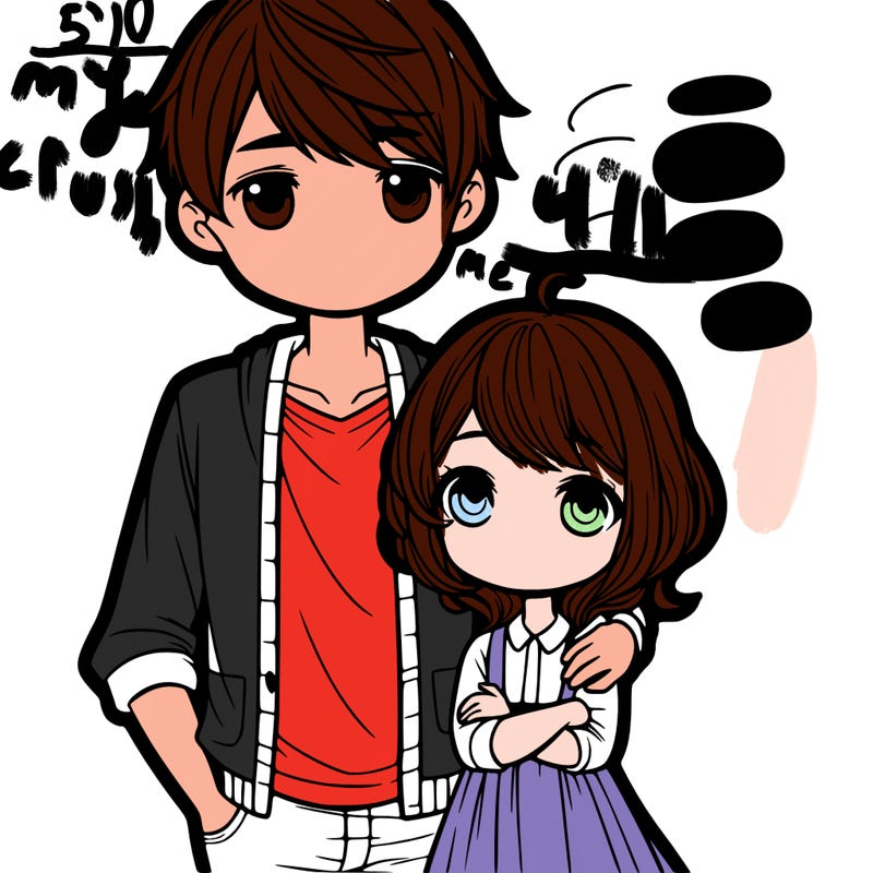 tall boy with short hair with his arms around a shorter girl with shoulder-length hair