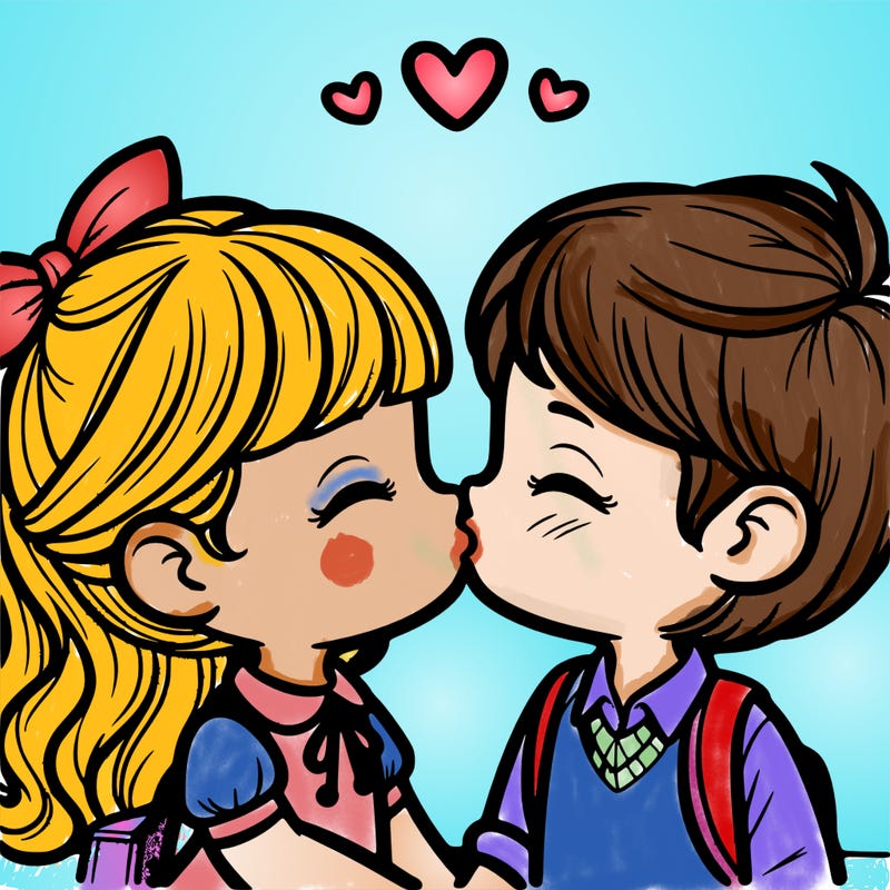 boy and girl kissing