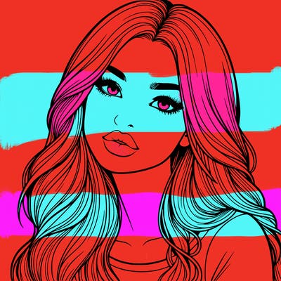 realistic girl with hair on her hair and lips