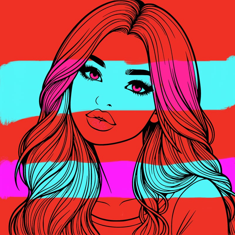 realistic girl with hair on her hair and lips