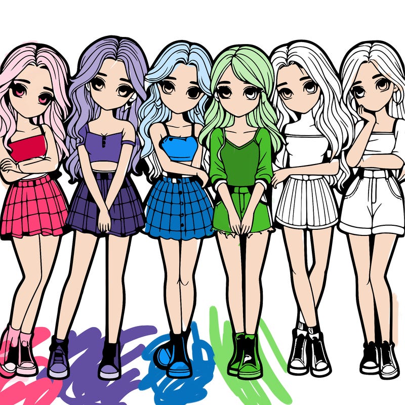 a group of girls realistic