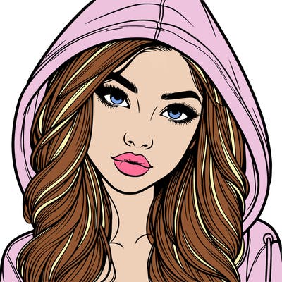 realistic beautiful girl with a hood on