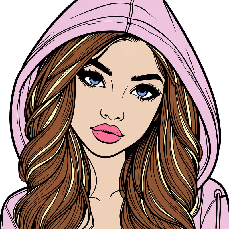 realistic beautiful girl with a hood on