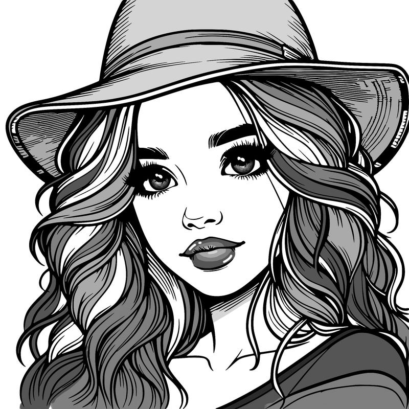 realistic girl with hat