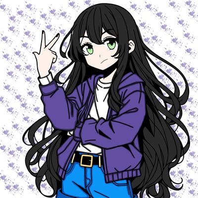 one anime girl with long hair and a cool pose