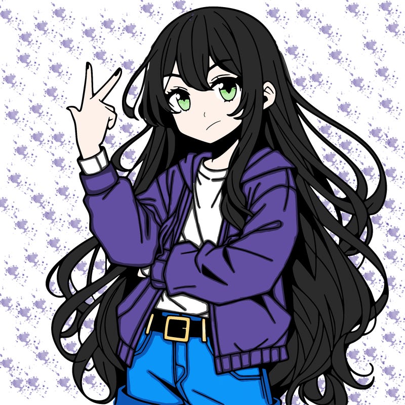 one anime girl with long hair and a cool pose