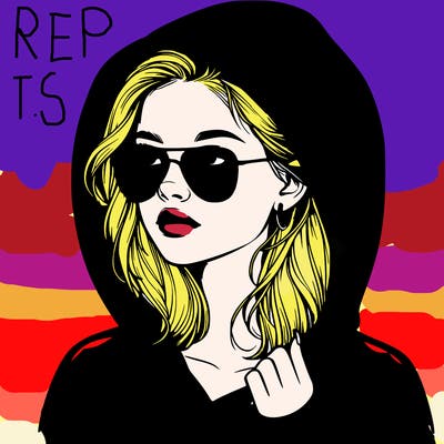 realistic teenage girl, wearing a hoodie and sunglasses