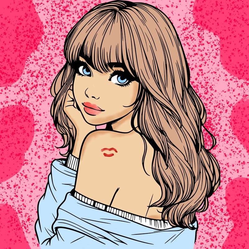 realistic girl with bangs looking over her shoulder