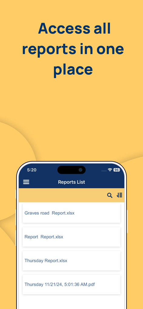 Punch List and Issue Tracker - パンチリストおよび問題追跡アプリ内の建設プロジェクトレポートのリストを示すスマートフォン画面