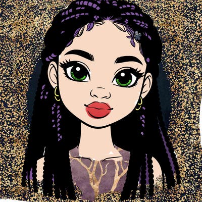 a realistic black girl with braids