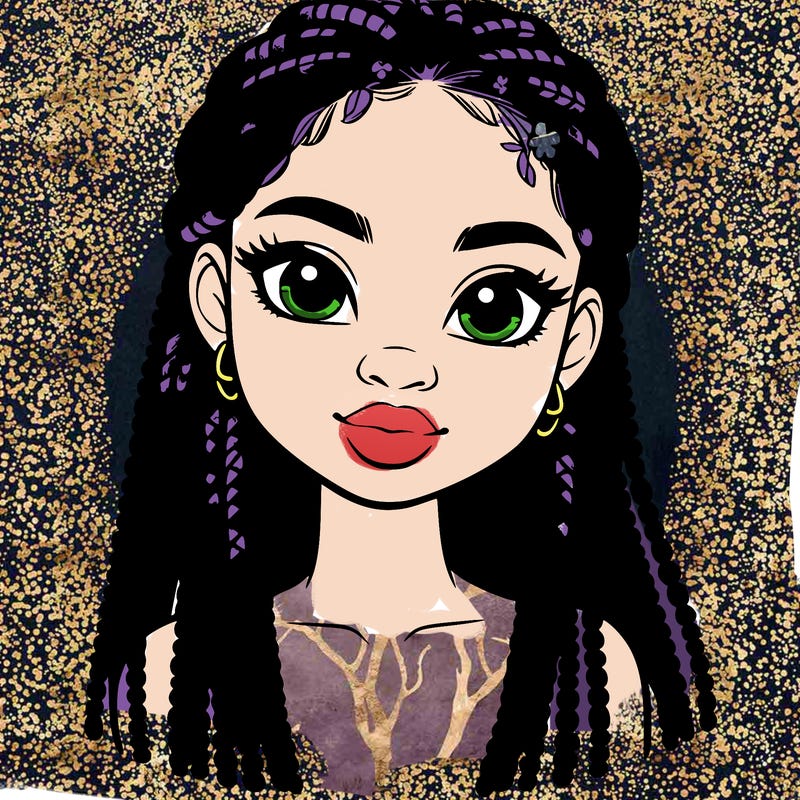 a realistic black girl with braids