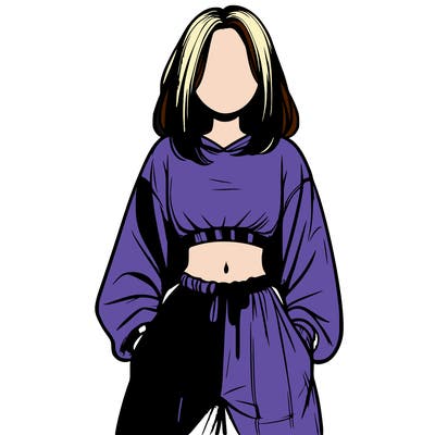 realistic girl faceless with baggy pants and a crop top