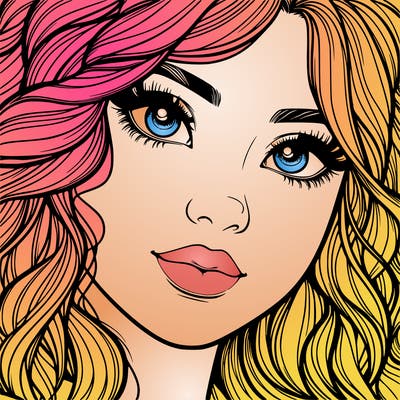 beautiful realistic girl close up to the camera with wavy hair,