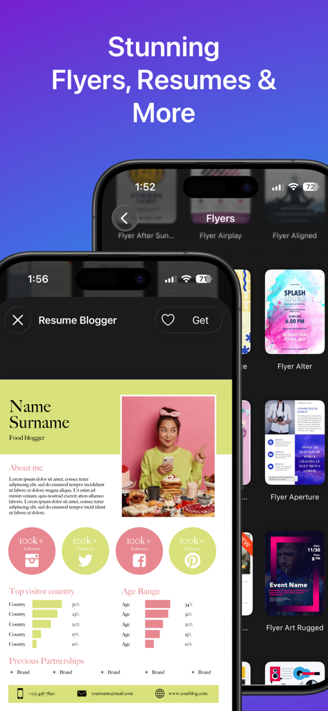Templates for Canva - Templates for Canvaモバイルアプリでの履歴書とフライヤーテンプレートのショーケース
