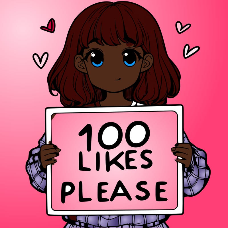 a girl holding a sign saying 100 likes please