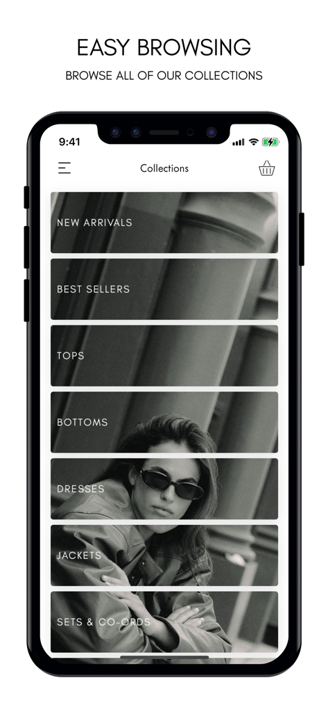 CHARCOAL CLOTHING - Mobile app screen for Charcoal Clothing showing fashion collections and categories