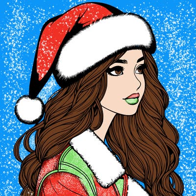realistic girl in santa hat