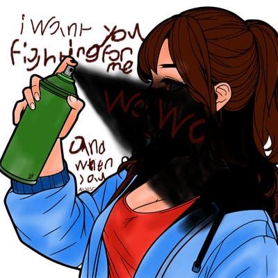 a realistic girl spray, painting