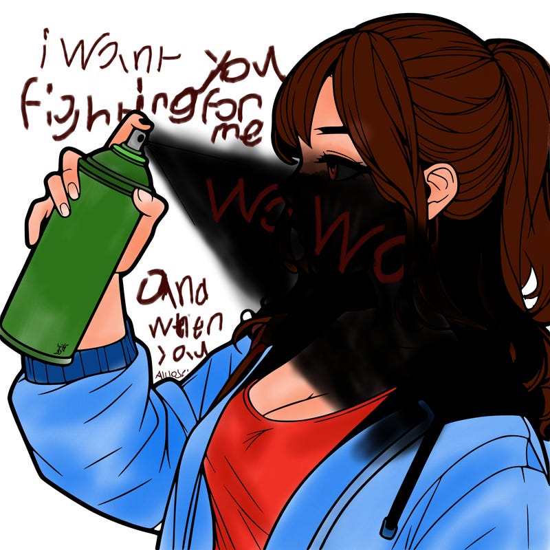 a realistic girl spray, painting