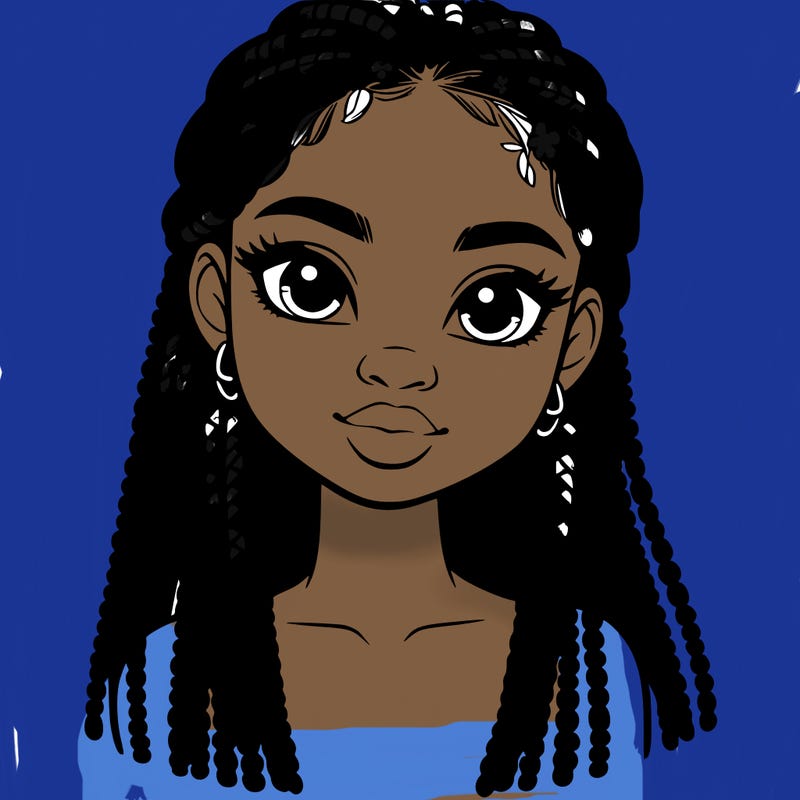 a realistic black girl with braids