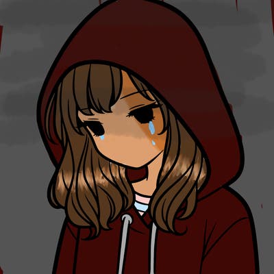 girl with a hoodie with hood over her head