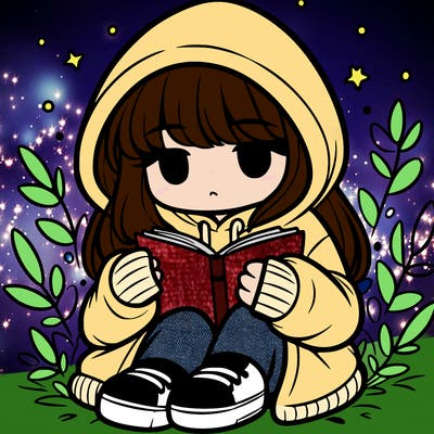 girl in oversized hoodie reading a book