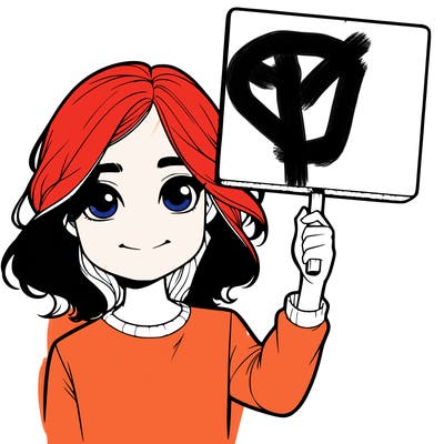 realistic girl holding up a sign