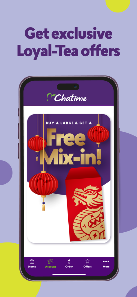 Chatime Australia - Chatime Australiaアプリのインターフェース。限定Loyal-Tea特典と無料ミックスインプロモーションが表示されています。