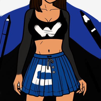 a woman wearing croptop and skirt