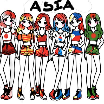 a group of girls wearing crop tops and shorts