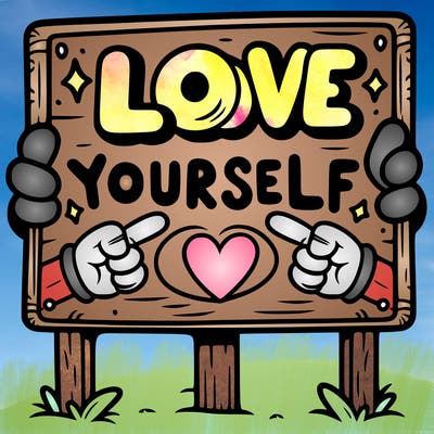 a sign where it is written: love yourself