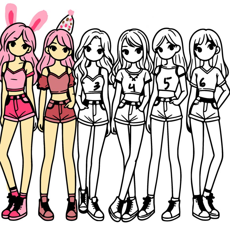 a group of girls wearing crop tops and shorts