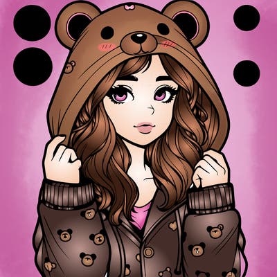realistic girl in a animal pjs hoodie