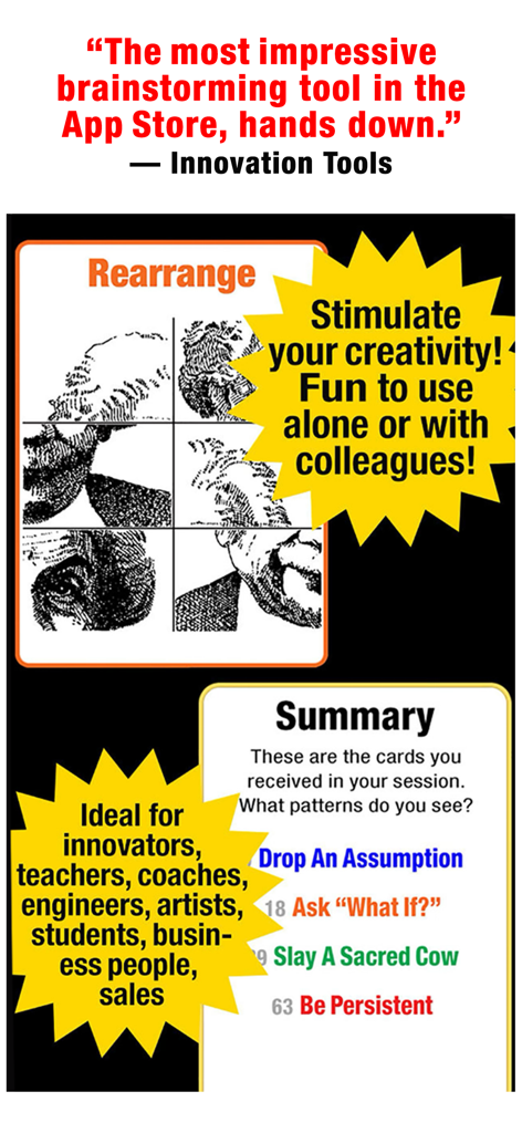 Creative Whack Pack - Creative Whack Pack app showing brainstorming cards and creativity strategies for professionals