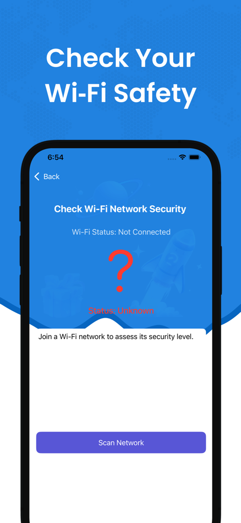 Seal VPN interface showing the Wi-Fi network security and safety check feature