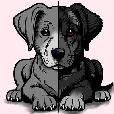 realistic dog split picture