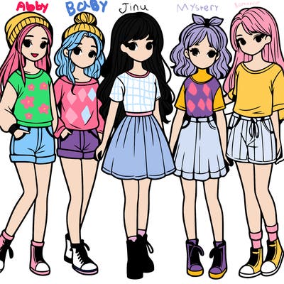 a group of five girls