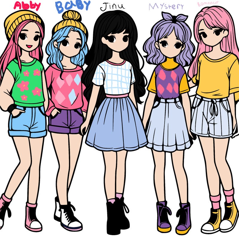 a group of five girls