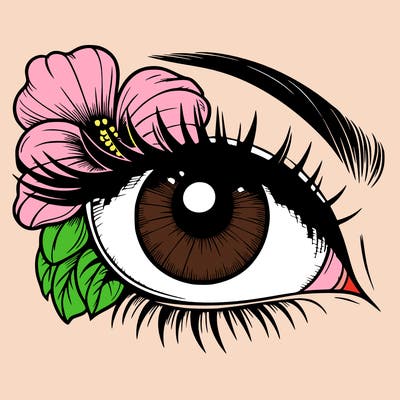 realistic eye with flower