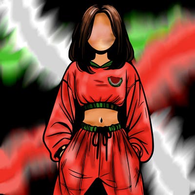 realistic girl faceless with baggy pants and a crop top