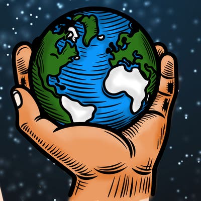 hand holding earth