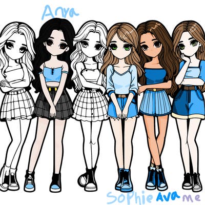 a group of girls realistic