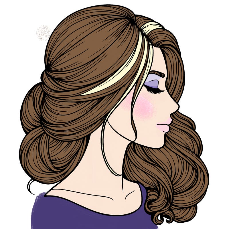 realistic woman's head & hair