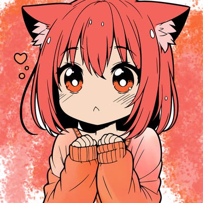 shy anime catgirl