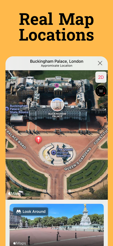 History Days: Stories & Videos - Mappa 3D interattiva di Buckingham Palace a Londra dall'app History Days