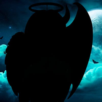 realistic angel half demon